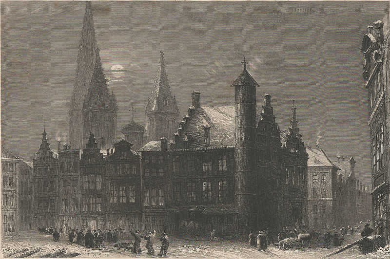 afbeelding van prent The Marche de Vendredi, Ghent van W.H. Bartlett, A.H. Payne (Gent, Ghent)