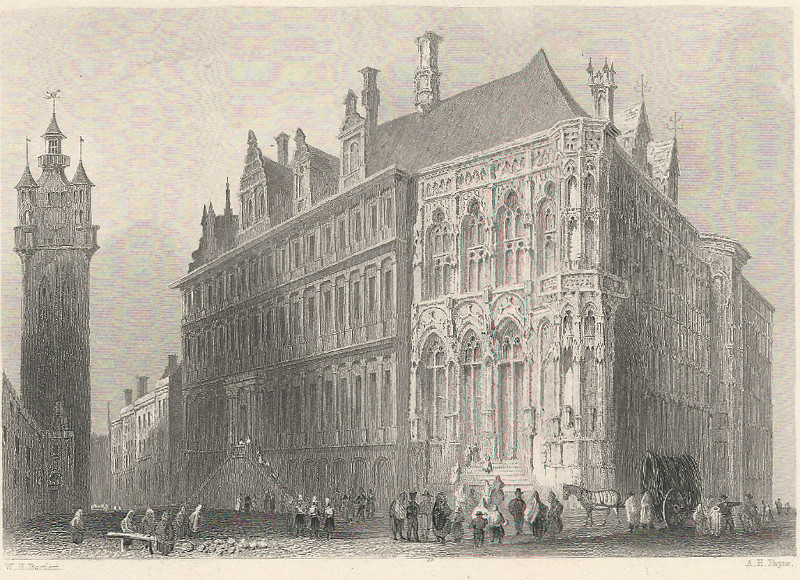 afbeelding van prent Town Hall, Ghent van W.H. Bartlett, A.H. Payne (Gent, Ghent)