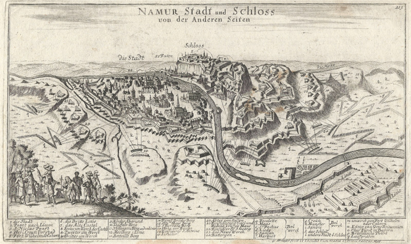 afbeelding van prent Namur Stadt und Schloss von der Anderen Seiten van Gabriel Bodenehr (Namen, Namur)