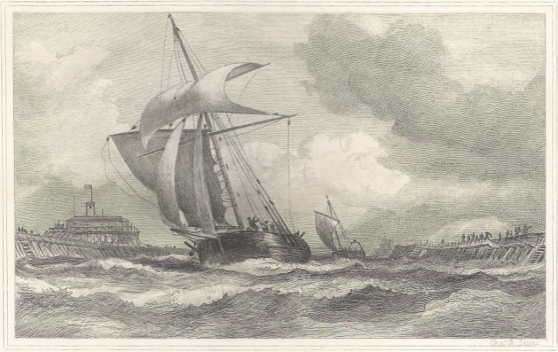 afbeelding van prent French sloop coming into Calais harbour van C.G. Lewis (Calais)