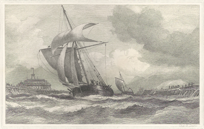 afbeelding van prent French sloop coming into Calais harbour van C.G. Lewis (Calais)
