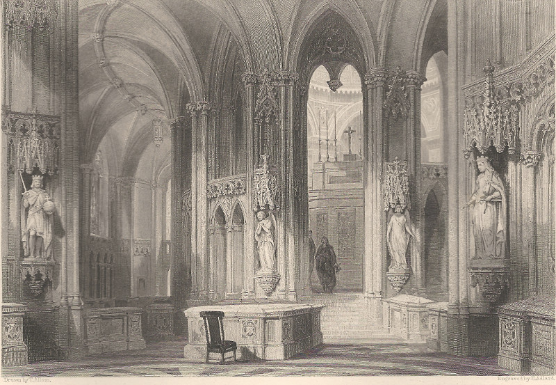 afbeelding van prent Chapel of Dreux - the Mausoleum of the Orleans family van T. Allom, H. Adlard (Dreux)
