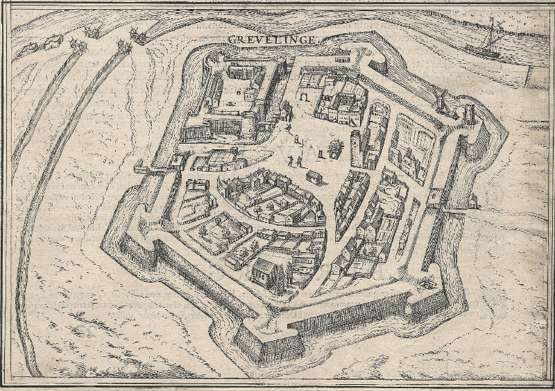 afbeelding van plattegrond Grevelinge van Braun, Hogenberg (Grevelingen, Gravelines)