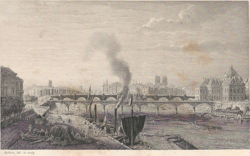 afbeelding van prent Paris (vue du pont des Sts Peres) van Skelton (Parijs, Paris)