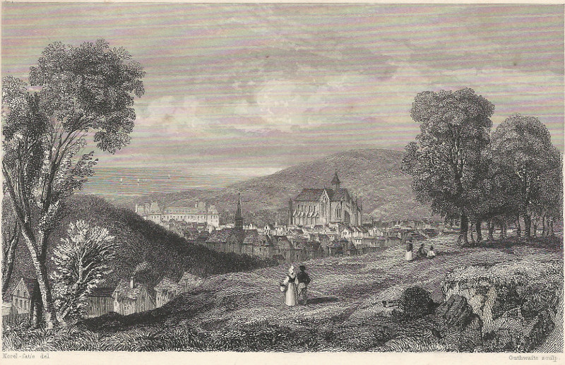 afbeelding van prent Eu (vue de la Ville et du Chateau) van Morel, Outhwaite (Eu)