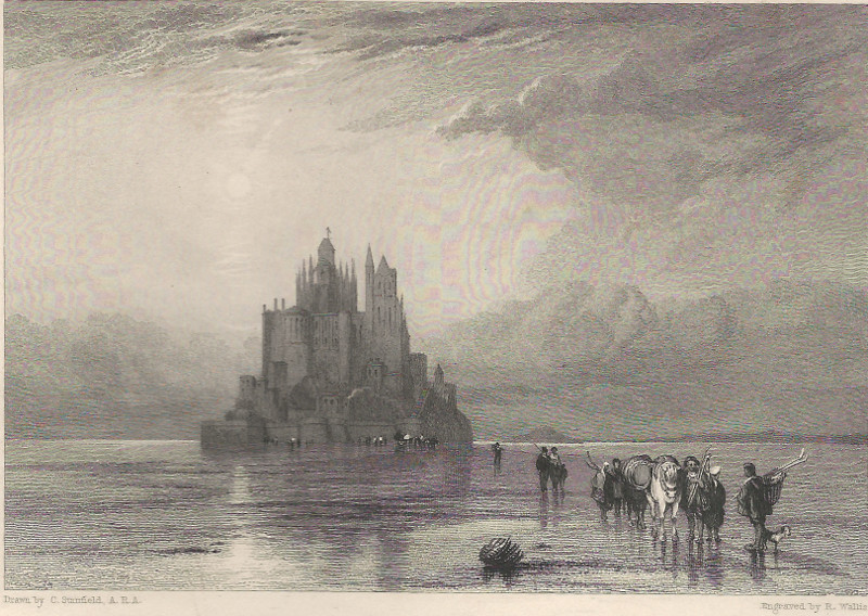 afbeelding van prent Distant view of Mont St Michel van C. Stanfield, R. Wallis (Mont Saint-Michel)