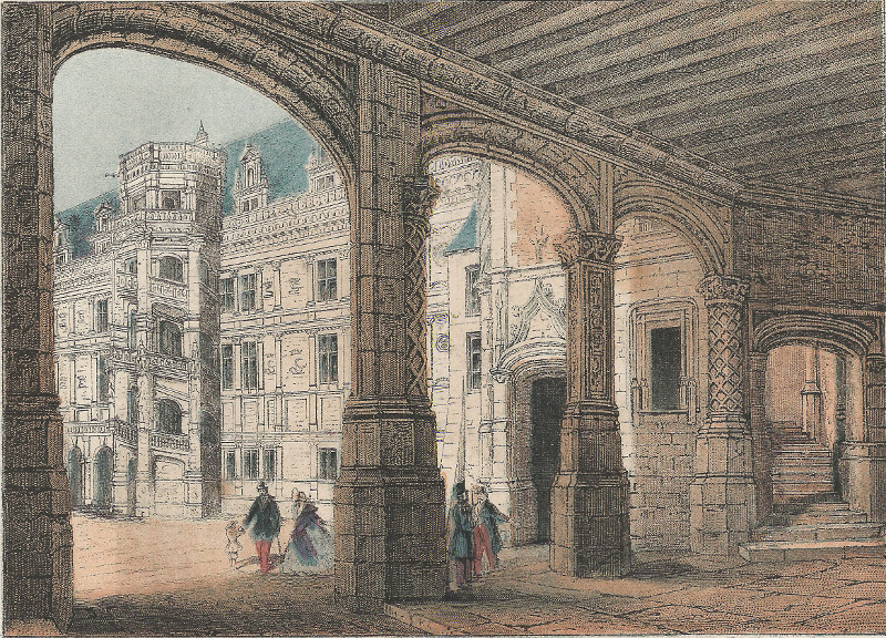 afbeelding van prent Inneres des Schlosses zu Blois van nn (Blois)