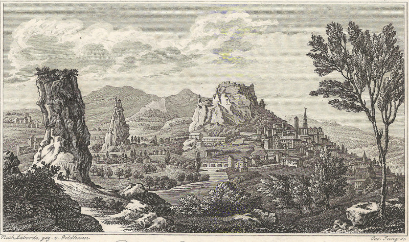 afbeelding van prent Puy-en-Velay mit seiner Umgegend van Jung, Goldhann (Le Puy-en-Velay)