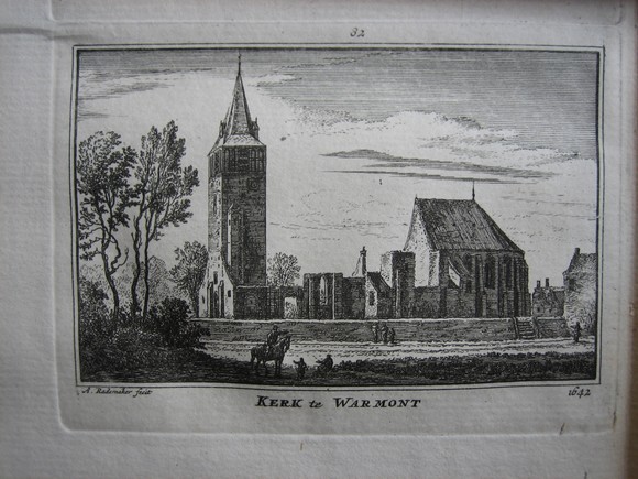 afbeelding van prent kerk te Warmond van Abraham Rademaker (Warmond)