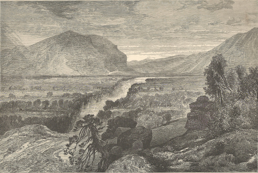 afbeelding van prent Weber river - entrance to Echo Canyon van H.B. Hall naar F.O.C. Darley (Utah)