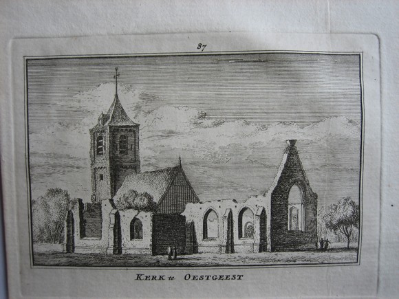 afbeelding van prent kerk van Oestgeest van Abraham Rademaker (Oestgeest)