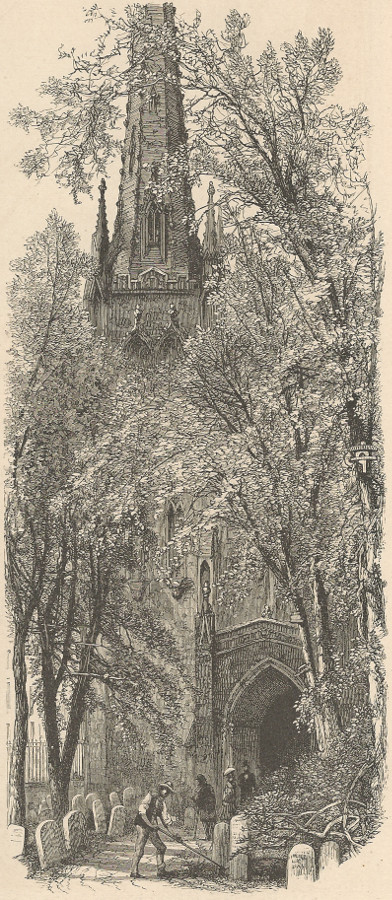 afbeelding van prent Trinity-Church Tower van nn (New York)