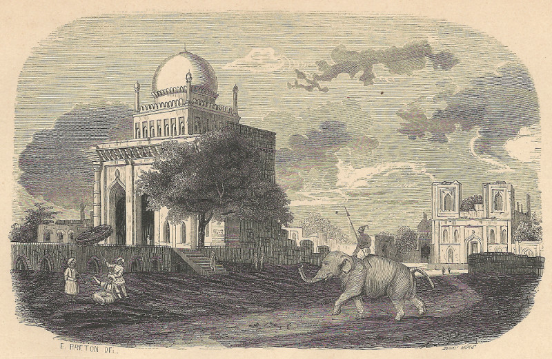afbeelding van prent Mosquee de Mustapha-Khan, a Bejapour van E. Breton (Bijapur, Vijayapura)