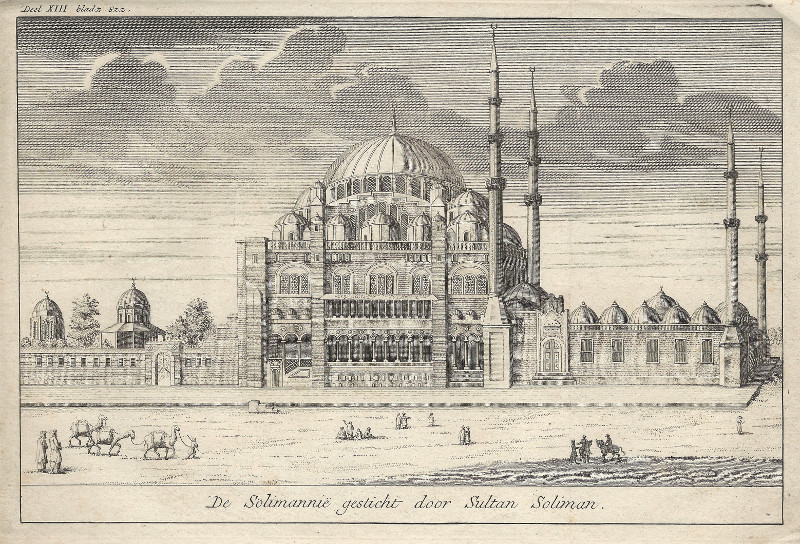 afbeelding van prent De Solimannie gesticht door sultan Soliman van nn (Istanboel, Istanbul)