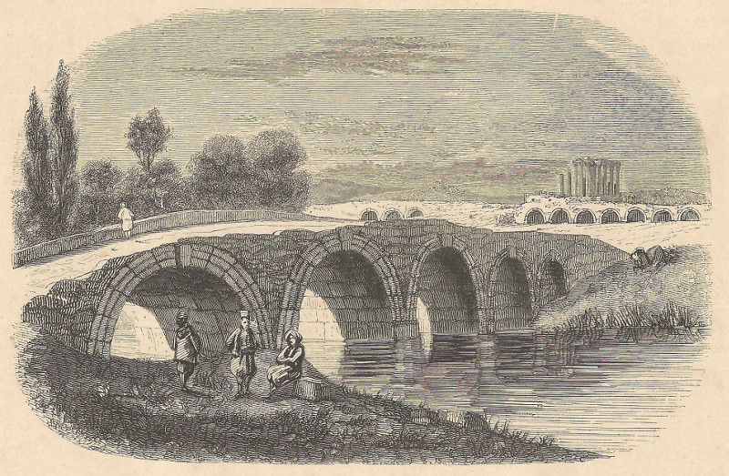 afbeelding van prent Pont sur le Rhyndacus (Asie Mineure) van E. Breton (Mustafakemalpasa)