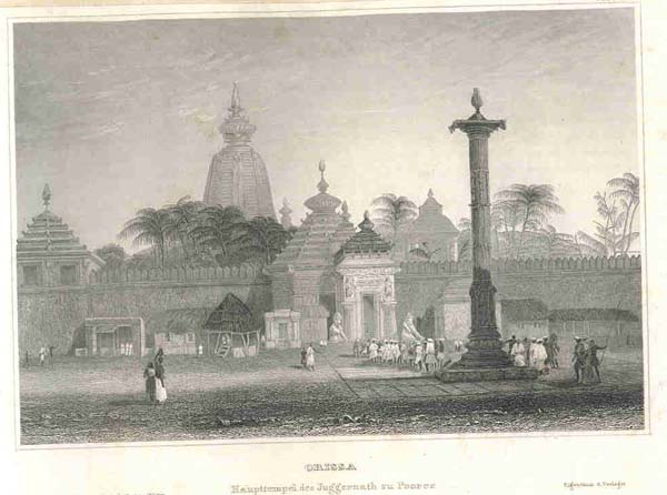 afbeelding van prent Orissa Haupttempel de Juggernath zu Pooree van nn (Odishi, Orissa)