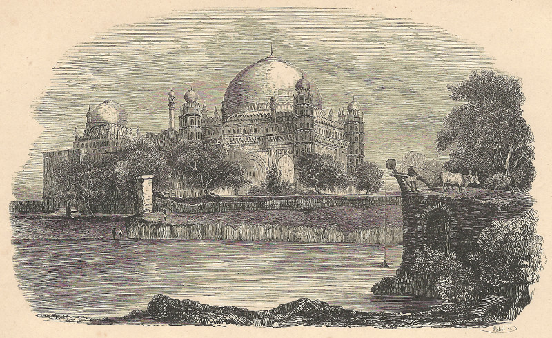 afbeelding van prent Tombeau du sultan Mohammed-Shah a Bejapour (Inde) van E. Breton, Lisbet (Bijapur, Vijayapura)
