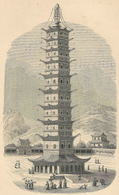 afbeelding van prent Tour de porcelaine (Chine) van E. Breton (Nanjing)