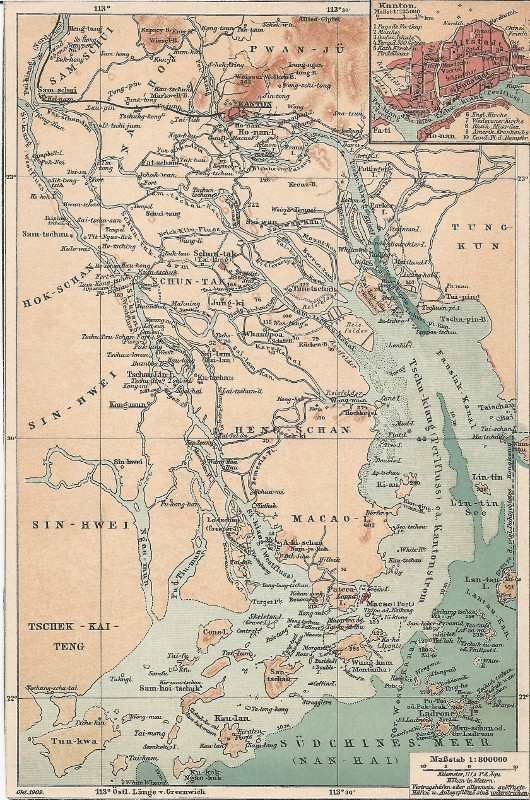 afbeelding van kaart Guangzhou en omgeving van F.A. Brockhaus