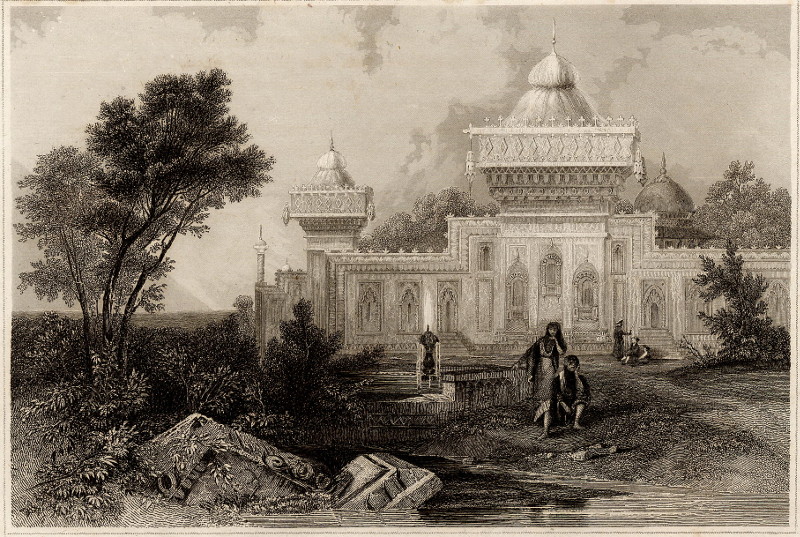 afbeelding van prent Mausoleum Mahomed Chans van nn (Deigh)