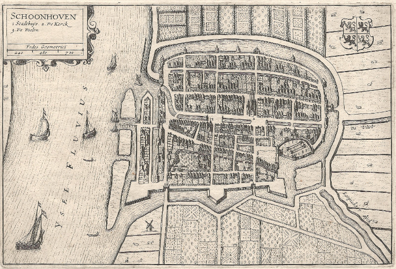 afbeelding van plattegrond Schoonhoven van M.Z. Boxhorn, H. Hondius (Schoonhoven)