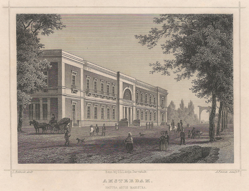 afbeelding van prent Amsterdam. Natura Artis Magistra van L. Rohbock, A. Fesca (Amsterdam)