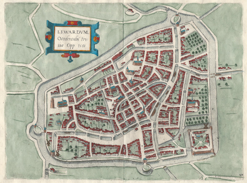 afbeelding van plattegrond Lewardum Occidentalis Frisiae Opp. 1581 van Lodovico Guicciardini (Leeuwarden)