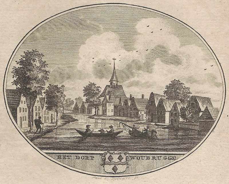 afbeelding van prent het dorp Woubrugge van Anna C. Brouwer (Woubrugge)