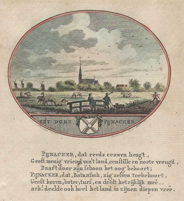 afbeelding van prent Het dorp Pijnacker van M. van Altena, Anna C. Brouwer (Pijnacker)