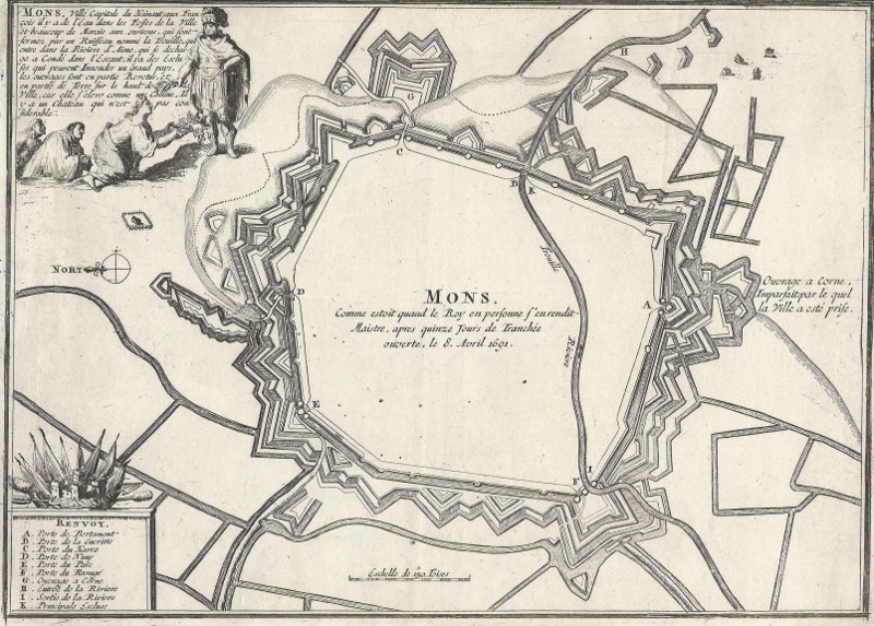 afbeelding van plattegrond Mons, Ville Capitale de Hainaut van Nicolas de Fer (Bergen, Mons)