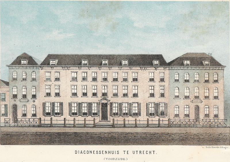 afbeelding van prent Diaconessenhuis te Utrecht. (voorzijde) van Emrik en Binger (Utrecht)